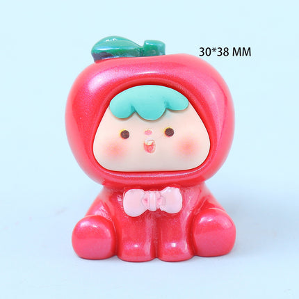 Resin three-dimensional solid color pearlescent second-generation fruit cubs diy jewelry accessories car small ornaments key chain material
