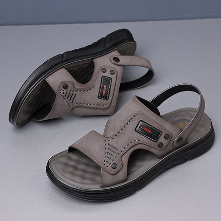 Genuine Leather Sandals Men's Outwear Summer Breathable Casual Men's Sandals Soft Face Beach Men's Fashionable Shoes Factory Outlet