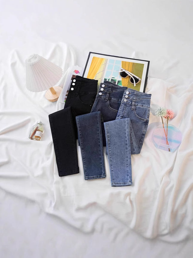 Jeans for Women in Autumn and Winter 2025 New High-Waisted Belly-Controlling Slimming Look Elastic Leggings for Small Feet, Comfortable and Soft