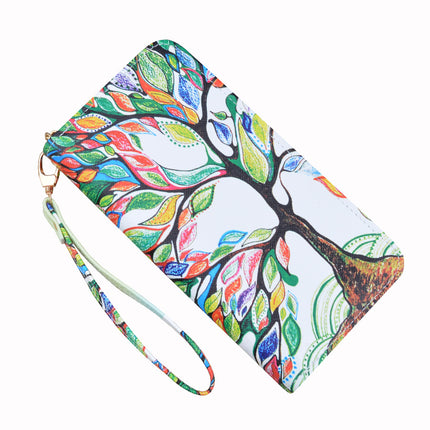 New Wallet Women's Long Zipper Clutch Soft Wallet Fashionable Cross Pattern Printed Student Change Mobile Phone Bag
