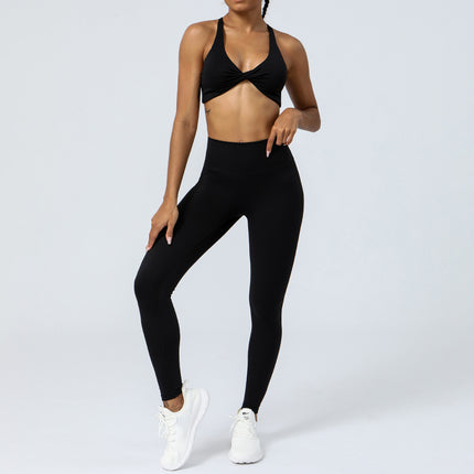 Cross-border European and American Yoga Suit High Waist Hip-lifting Running Fitness Suit Tight Yoga Sports Suit for Women
