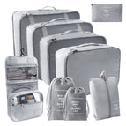 Gray [nine-piece set including hook bag with drawstring pocket]