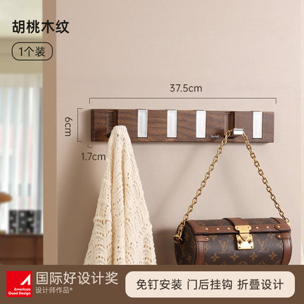 Door Hook Punch-free Clothes Bag Storage Rack Bedroom Door Wood Grain Clothes Hook Storage Door Hanger
