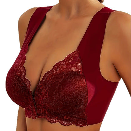 Cross-Border Popular Xiyintu Wood Push-Up Front Buckle Fixed Cup Lace Vest Bra Anti-Sagging Nursing Bra