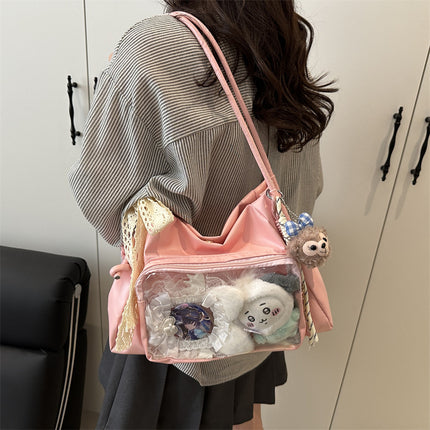New Cartoon Transparent Pain Bag, Cute Large-Capacity Tote Bag, Fashionable Women's Shoulder Bag, Class Mouse School Bag
