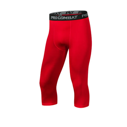 Sports Tights Men's High-Elasticity Quick-Drying 7-Point Pants Basketball Fitness Running Training Compression Leggings Summer