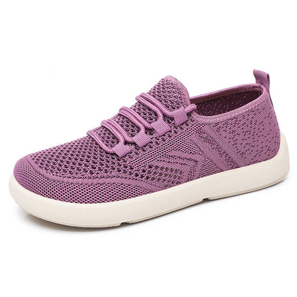 Shoes for Women, New Style Fly-Knit Casual Shoes, Lightweight and Breathable Single Shoes, Cross-Border Dropshipping, Soft Soles, Comfortable and Simple Lace-Up Mesh Shoes