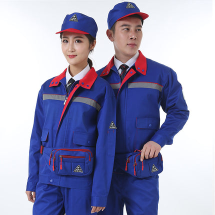 Spring and Autumn Long Sleeve Gas Station Work Clothes Suit Men's Labor Suit FJD Sinopec PetroChina Gas Station Tooling
