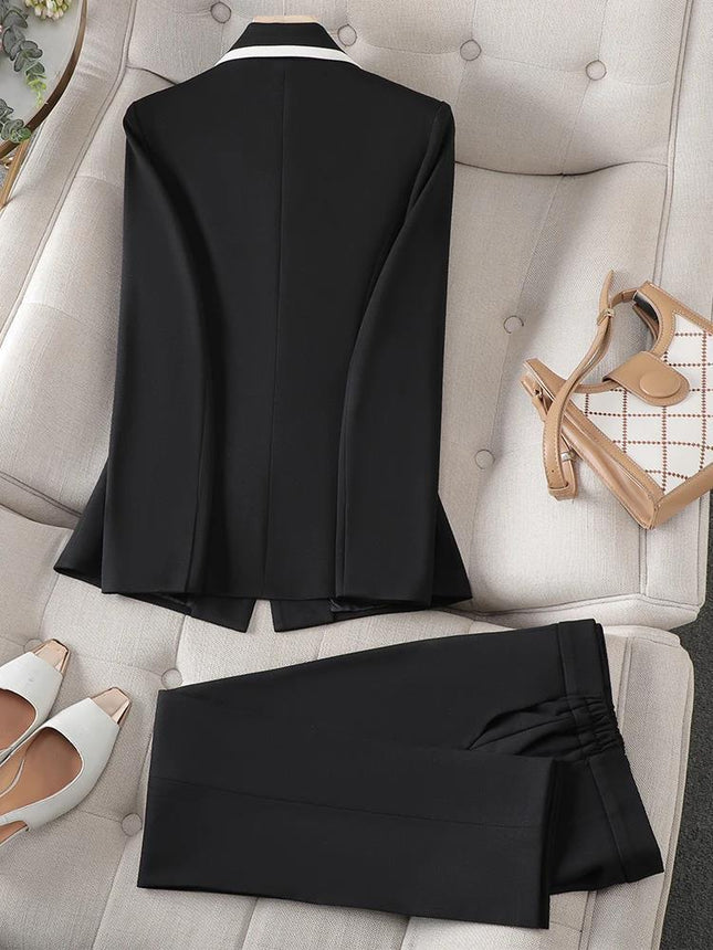 Formal Women's Suit Pants Set Autumn Winter New Fashion Apricot