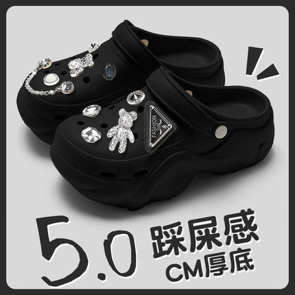 2025 with Little Red Riding Book Explosive Internet Celebrous Cave Shoes Summer Wear Cute Cartoon Thick Sole Non-slip Baotou Slippers