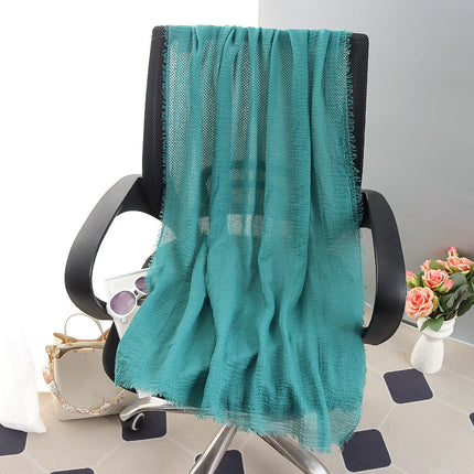 New Spring and Summer Fashion Cotton and Linen Solid Color Headscarf Beach Towel Sun Protection Large Size Silk Scarf Shawl for Women