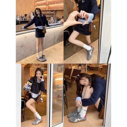 [sheii Su Yinyin] Intellectuals ~ Retro College Style Leather Lace-up Casual sneaker Women's German Training Shoes