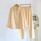 Velvet plaid women's set-yellow ll / M