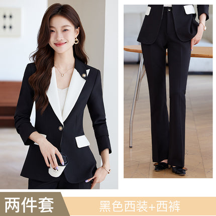 White Suit Jacket Women's 2024 Spring and Autumn New Fashion Sense Contrast Color Temperament Goddess Fan Host Professional suit