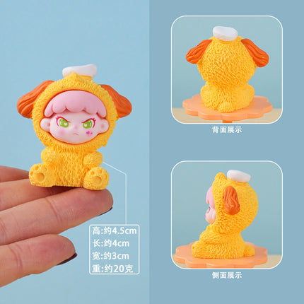 New Cartoon Sitting Posture Cute DIY Backpack Pendant Resin Keychain Phone Case Micro Landscape Ornament