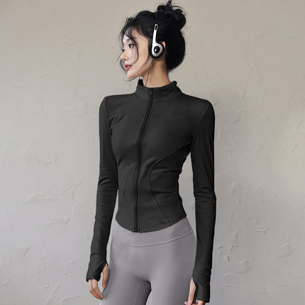 Sports Top Outerwear Yoga Jacket Women's Long-sleeved Tight Fitness Slimming fleece-lined plus size Yoga Clothes for Autumn and Winter