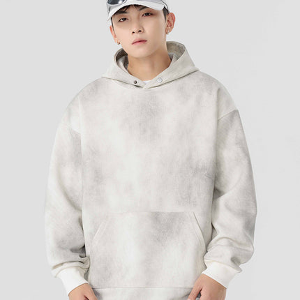 Kunhai Pengyun Men's Heavyweight Hoodie, Men's Hooded Sweatshirt for Autumn and Winter, American Style Trendy Brand, Distressed Print and Dye, Couple's Trendy Hoodie