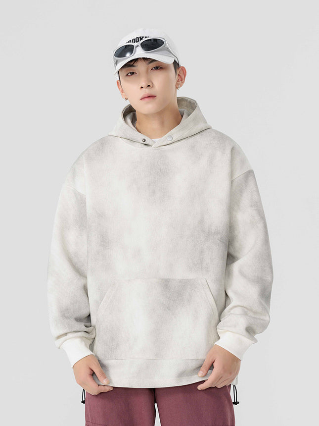 Kunhai Pengyun Men's Heavyweight Hoodie, Men's Hooded Sweatshirt for Autumn and Winter, American Style Trendy Brand, Distressed Print and Dye, Couple's Trendy Hoodie