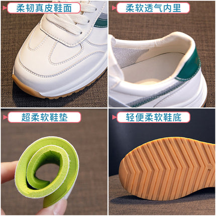 White Sneakers for Women with Platform Soles, 2026 Spring and Autumn New Versatile Trendy Waffle-Style Genuine Leather Sports Sneakers