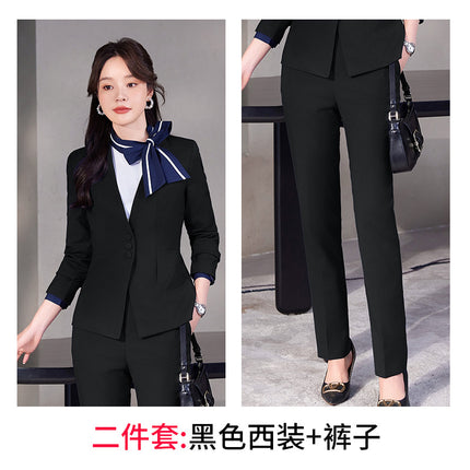 Stewardess Uniform Professional suit Female Spring and Autumn Fashion Front Desk Beautician Work Clothes Female Professional Temperament Suit Dress