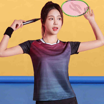 Badminton Clothing Top Men's Short-sleeved Quick-drying Women's Air Volleyball Competition Clothing Training Table Tennis Team Clothing Printing Summer