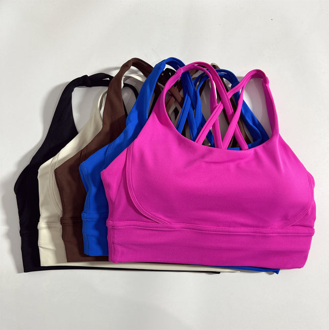 European and American Women's Shockproof Cross Yoga Sports Bra Outer Wear Running Fitness Soft Bra Tight Vest