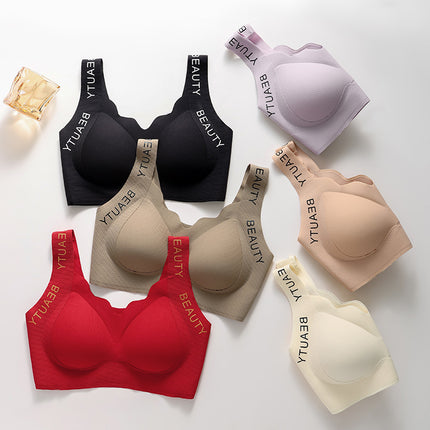 Big Chest Shown Small No-mark This Year of Life Red Wedding Full Cup Gathering Underwear Gathering Parammary Anti-sagging No-rims Bra