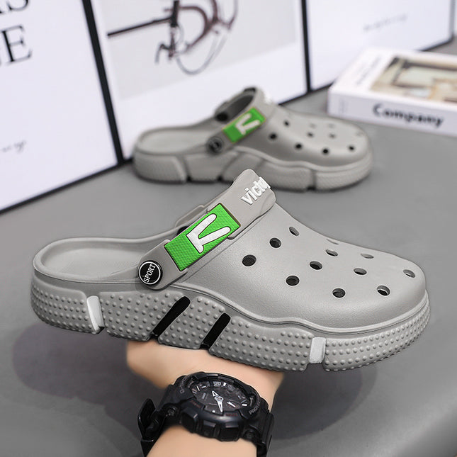New Large Size Foreign Trade Men's Clogs Garden Shoes Soft Sole Hollow Closed-Toe Casual Sandals for Outdoor Beach Trendy Men's Shoes