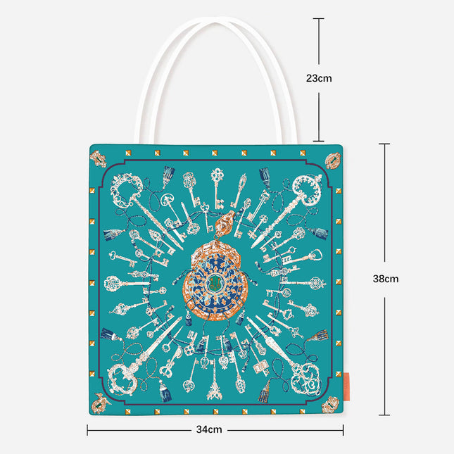 K-Style of the New Key Pattern Women's Fashion Shoulder Bag Hand-Held Cloth Bag Large Capacity Book Bag Student Canvas Bag
