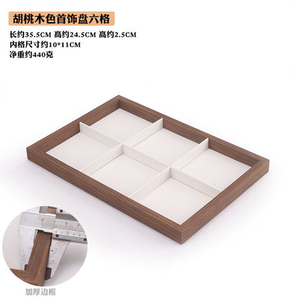 Black walnut wood grain jewelry plate ring necklace bracelet jewelry display plate ring watch bracelet window box
