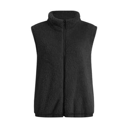Cross-border Women's vest 2022 new plush stand collar sleeveless zipper lightweight vest comfortable women's coat with pockets