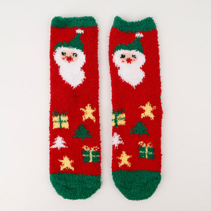 Autumn and winter new Christmas socks coral velvet socks cartoon elk half velvet socks sleep floor socks cross-border wholesale