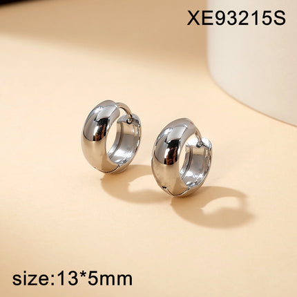 Hot-Selling Titanium Steel Simple Polished Minimalist Earrings, Light Luxury, High-End Fashion, Large Hoops, Versatile Earrings for Men and Women