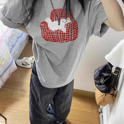 American Retro Pure Cotton Short-Sleeved T-Shirt for Women Summer 2026 New Design Student Loose and Lazy Style Half-Sleeved Top