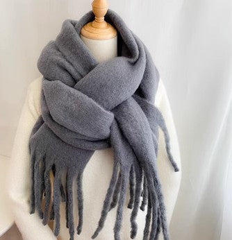Solid Color Thickened and Extended Scarf for Women, 2026 Autumn and Winter New Korean Style, Versatile Winter Shawl for Students, Pink