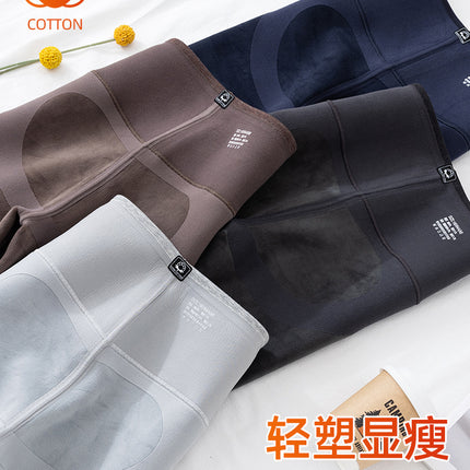 Autumn and Winter New Cotton Hip-Lifting Pants Slimming Korean Version Fleece-Lined Leggings for Women, High-Waisted Tummy Control Warm Cotton Pants