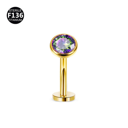 F136 titanium curved rod suspended two inner teeth Aobao colorful belly button nail 1.6mm thick 12-16mm long 1.2 teeth