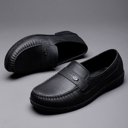 Short waterproof rain boots men's low wear-resistant non-slip oil-proof leather shoes thick bottom plastic kitchen work shoes work Chef