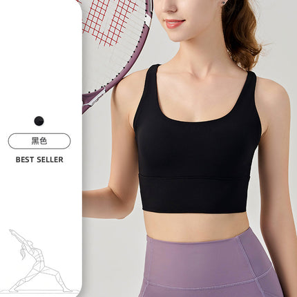 Sports Vest Women's Shock-Proof Anti-Sagging Removable Chest Pad Yoga Wear Bra Sexy Cross Back Sports Bra