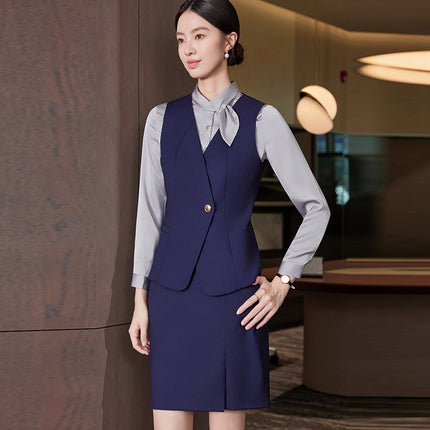 High-End Professional Suit Women's Long-Sleeved New Vest Skirt Bank Manager Business Formal Wear Hotel Front Desk Work Clothes