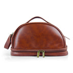 Double layer cosmetic bag-red brown