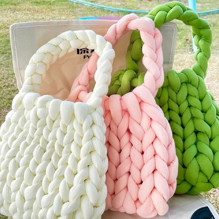 Core-Filled Cotton Icelandic Wool Hand-Woven Bag Cat Nest Pillow Hand Bag Autumn and Winter Extra Thick Handbag Material Bag