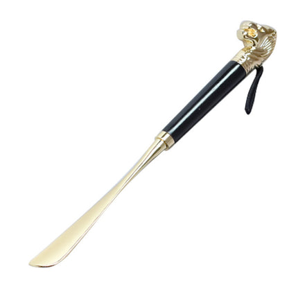 Factory direct metal alloy lion head horse head twelve zodiac shoehorn solid wood super long shoehorn in stock wholesale