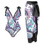 Retro printed bikini + retro gauze skirt / S