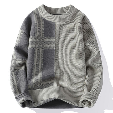 Round Neck Pullover Men's Casual Sweater Casual Color Matching Youth Bottoming Sweater Sweater Trendy Men's Clothing Drop Shipping
