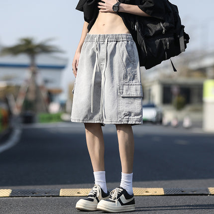 Men's Summer New American-Style Loose Straight Denim Shorts Cargo Pants Mid-Length Shorts