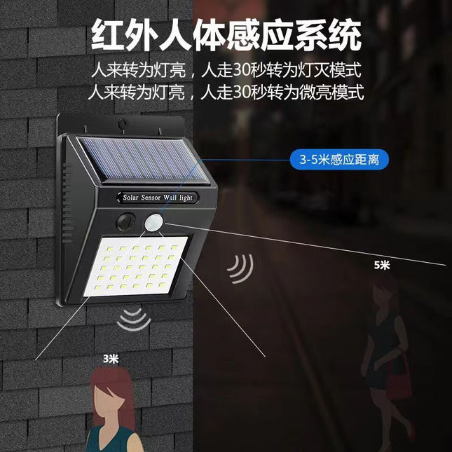 Solar Lamp Outdoor Lighting Garden Lamp Human Body Sensor Super Bright Waterproof Wall Lamp New Rural Home Outdoor Street Lamp