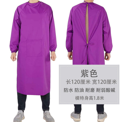 Long sleeve apron overalls oil-proof waterproof adult men's and women's overalls kitchen work work anti-dress apron wholesale