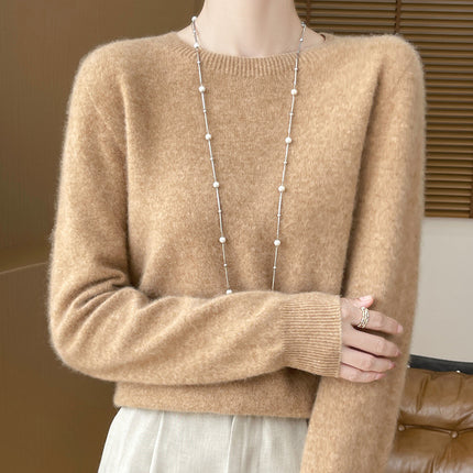 First-Line Ready-To-Wear 100% Pure Wool Round Neck Knitwear Women's New Autumn and Winter Seamless Knitwear Slimming Look Versatile Knitwear