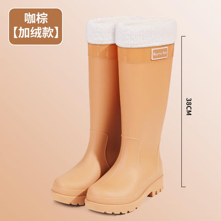 New Fashionable Women's Shoes, Extra High Women's Outer Wear Rainforest Hiking Wading Shoes, Heightening Waterproof Women's Water Shoes, Rubber Shoes and Overshoes